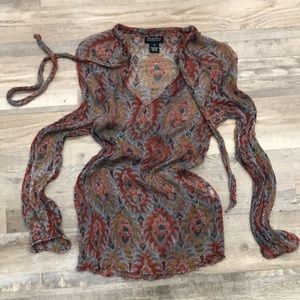 Lucky Brand Sheer Paisley Top XS